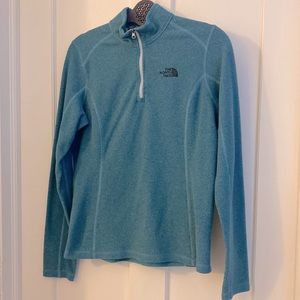 EUC The North Face teal green 3/4 pull-on 💯 polyester fleece-like, size Small!